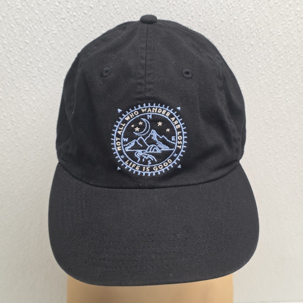 Not All Who Wander Are Lost Black Strapback Hat Life Is Good Night Camp